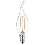 Philips Corepro LED Kerze E14 Gebogene Spitze Fadenlampe Klar 2W 250lm - 827  | Ersatz für 25W